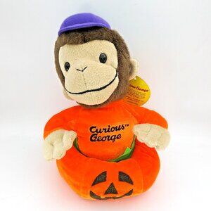 2014 Curious George Monkey Plush Halloween Stuffed Pumpkin 10"T w/ TAGS